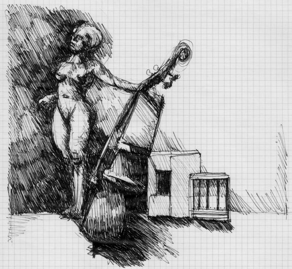 1981_art_nue à la contrebasse_feutre noir_ssel